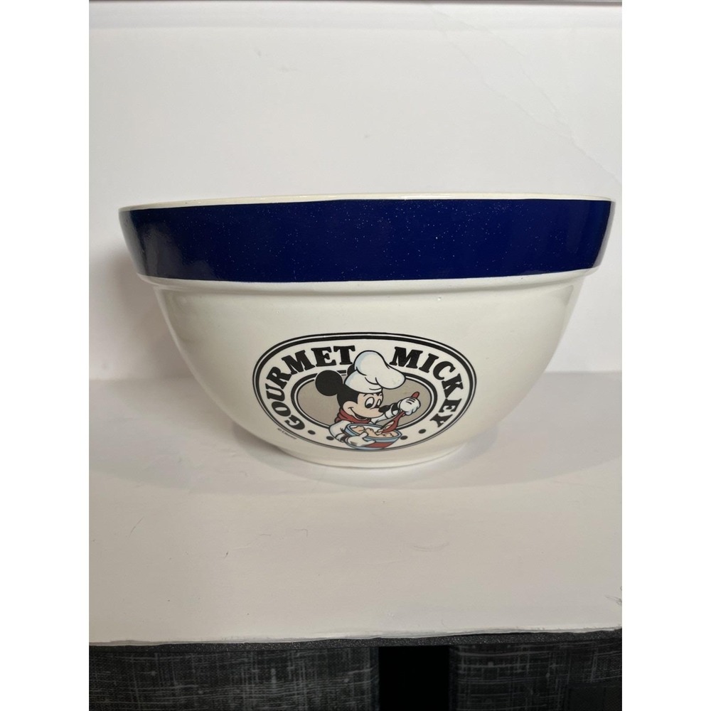 VTG Mickey Gourmet Mixing Bowl Solid Navy Band On Rim. RARE